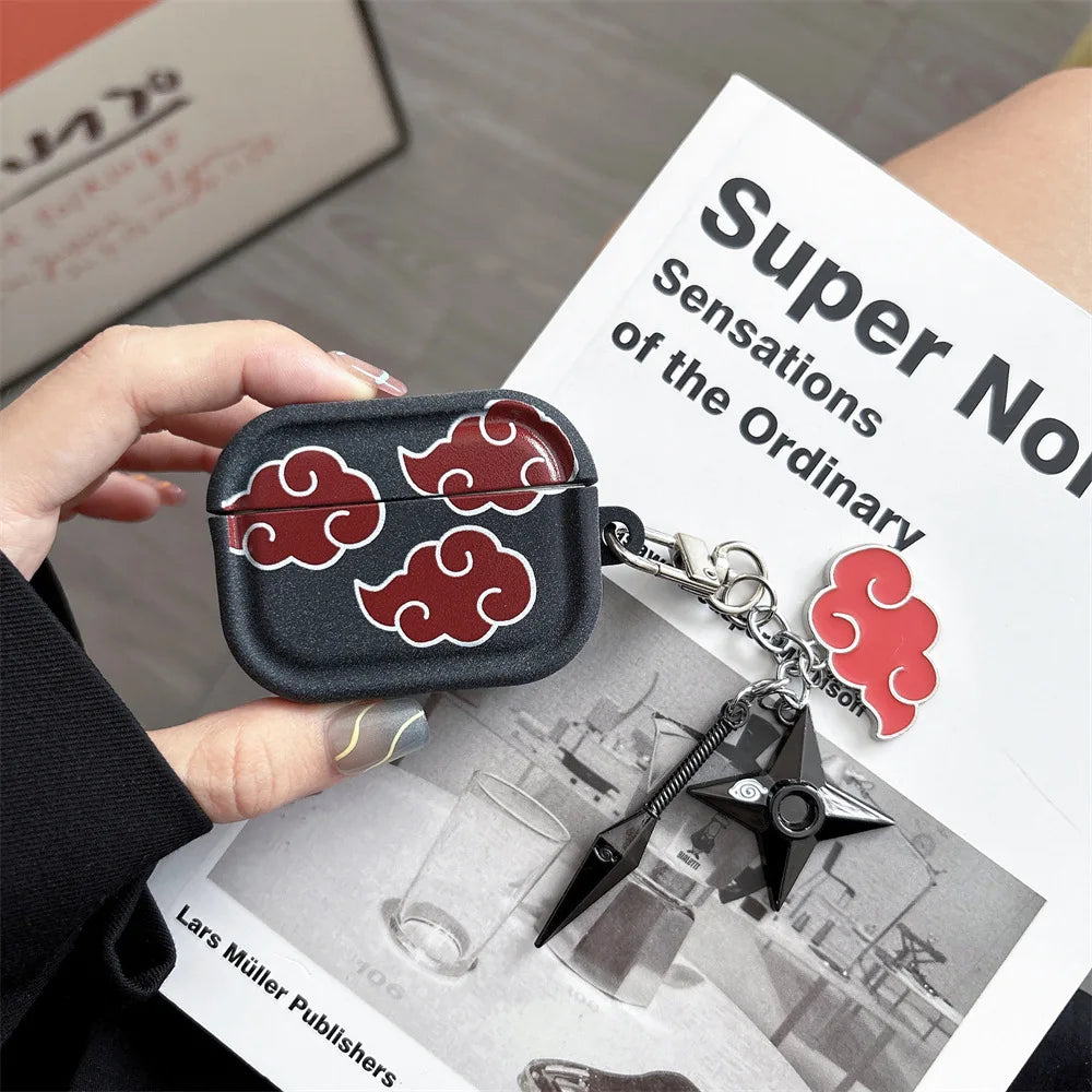 For Airpods Pro 3 Case,3D NARUTO Logo TPU Protective Earphone Cover For Airpods Pro 2/Airpods 4 3 2 1 Cover With Keychain