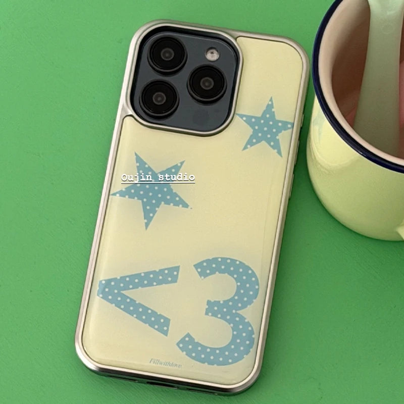 Korean Ins Cute Polka Dots Stars Phone Case for iPhone 17 16 15 14 13 12 11 Air Pro Max Plus Luxury Clear Soft Back Cover