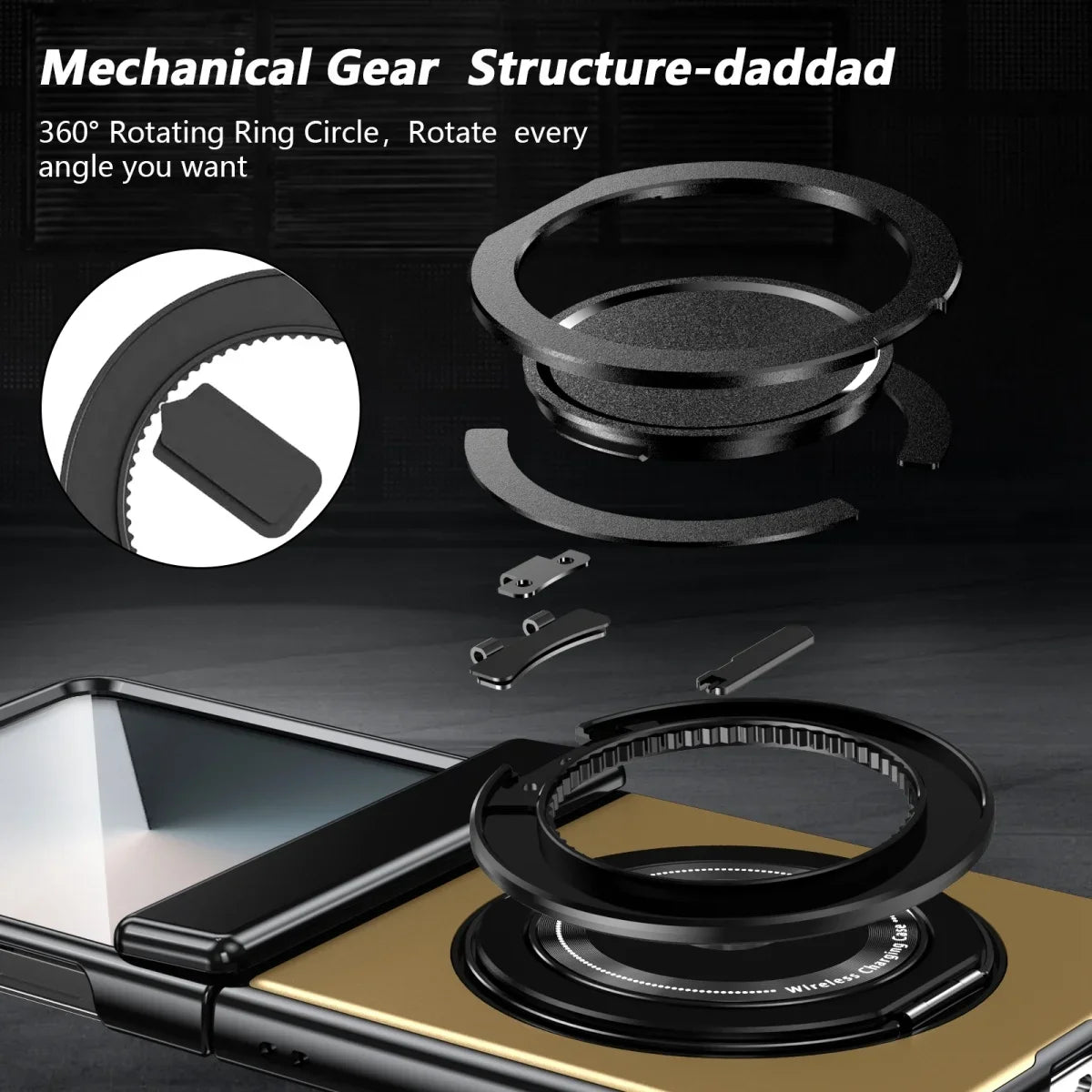 360° Rotating Ring Stand Magnetic Hinge Protective Phone Case for Samsung Galaxy Z Flip 8 7 FE 6 5 4 3 with Screen Film Cover