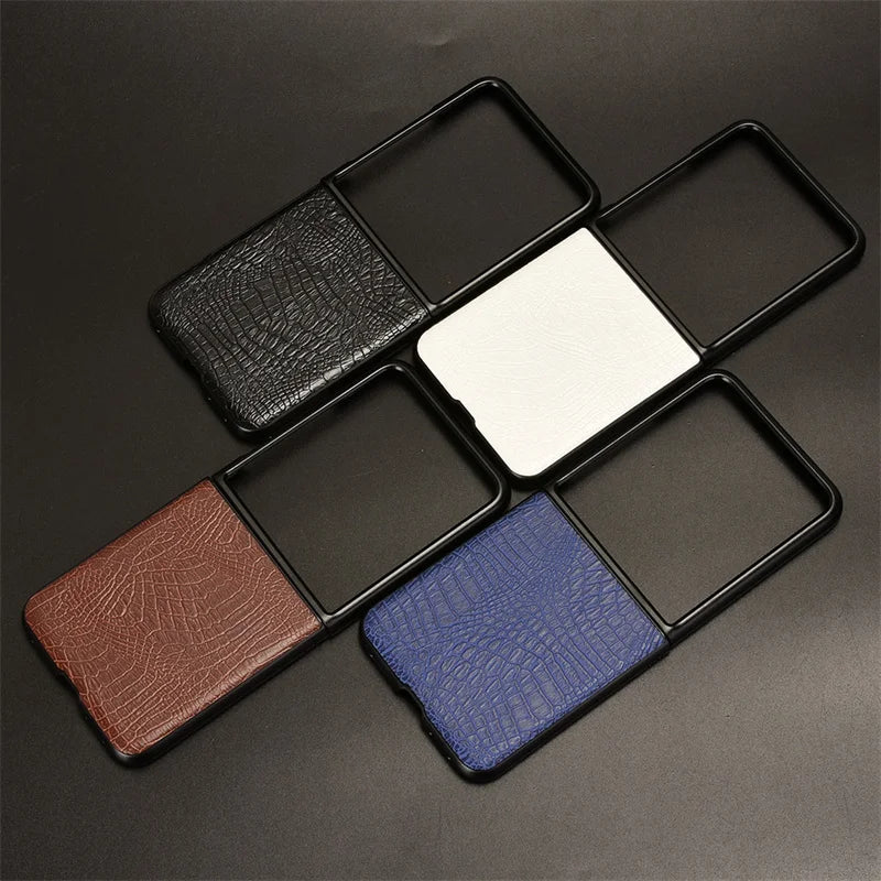 For Motorola Razr 50 Ultra Feels Smooth Fashion Crocodile Pattern PU Leather Hard Back Cover for Moto Razr Plus 2024 Phone Case