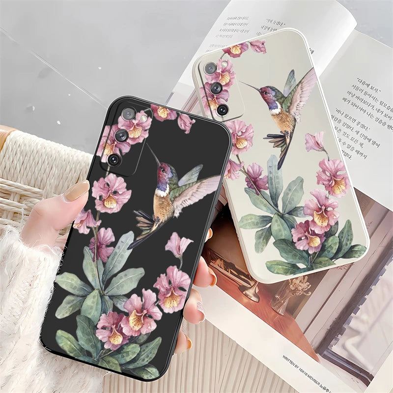 S24 Ultra Flowers Birds Pattern Case For Samsung Galaxy S10 S20 S21 S22 S23 S11E FE Lite Plus Ultra Silicone Phone Soft Cover