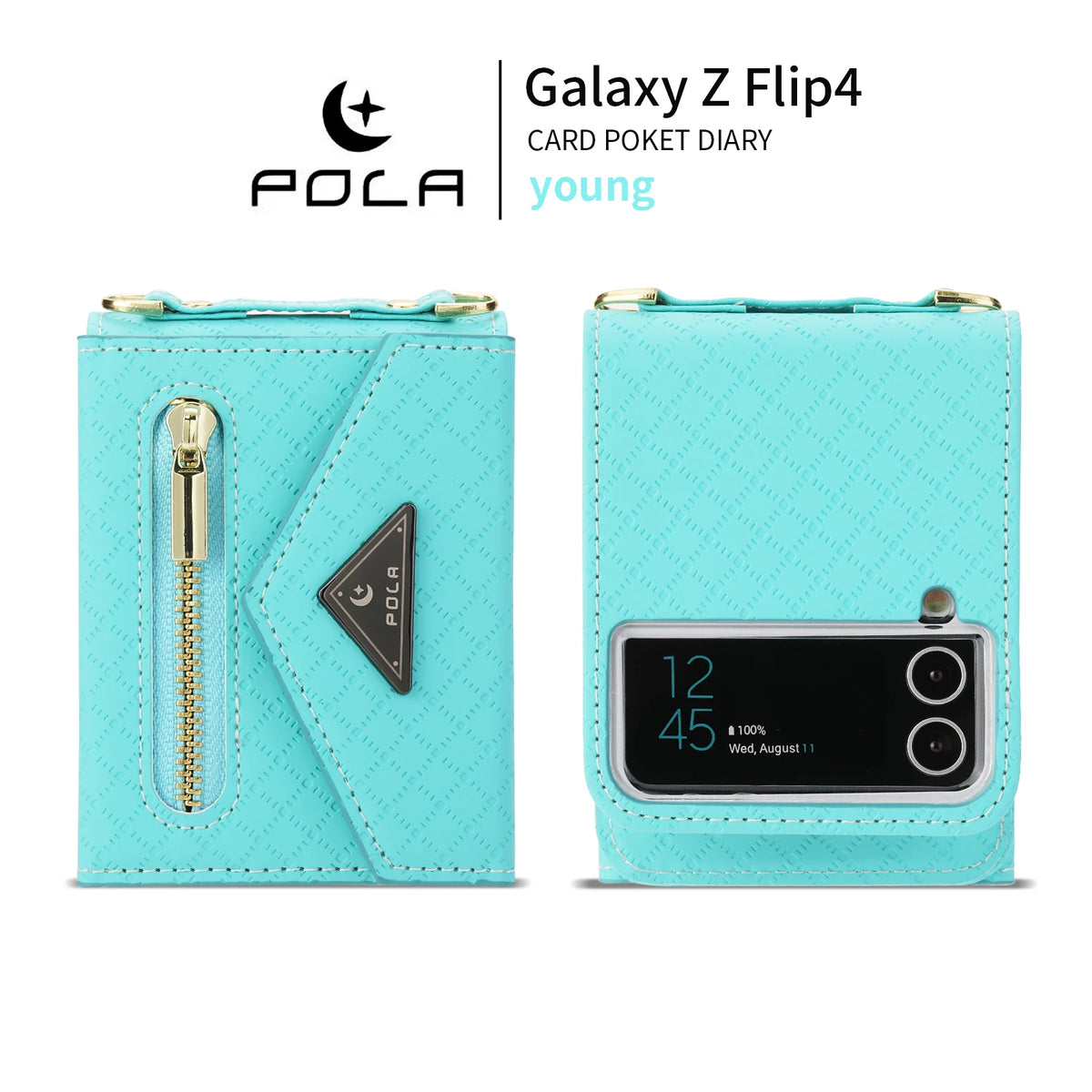 Zipper Leather Case For Samsung Galaxy Z Flip 8 7 FE 6 5 4 3 Flip8 Card Holder Wrist Strap Handbag Magnetic Folio Wallet Cover