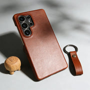 Vintage Business Genuine Leather Phone Case For Samsung Galaxy S26 S25 Ultra S24FE S23 S22 S21 Plus S20 FE Back Cover Coque Capa