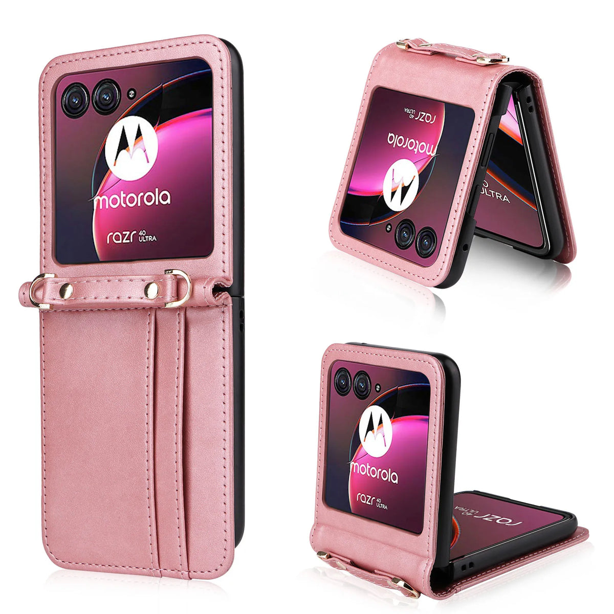 Leather Case For Motorola Razr 70 60 50 Ultra Moto Razr 40 Razr+ 2026 2025 2024 2023 Wallet Cover With Lanyard Card Holder Coque