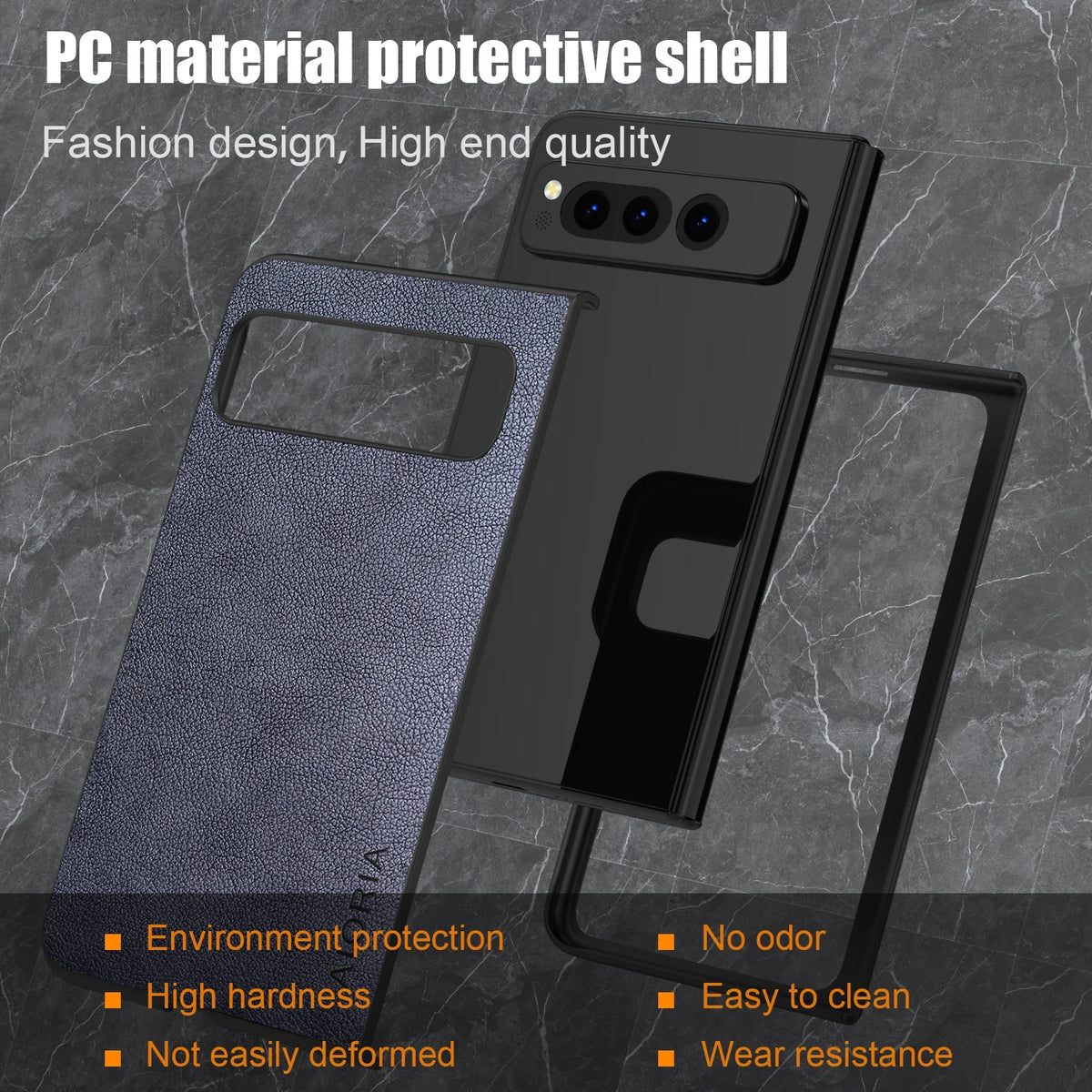PU Leather Case for Google Pixel Fold 5G Simply Business Style Hard PC with PU 2in1 Material