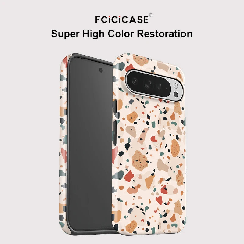 Fcicicase 2 in 1 Dual Layer Phone Case For Google Pixel 10 9 Pro XL 8A 8 9 10 Pro 10A 7A Marble Pattern Shockproof Hoesje