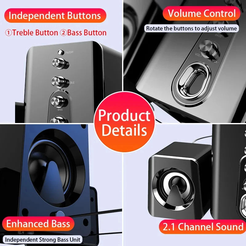 Computer Speakers Home Theater System PC Bass Subwoofer Bluetooth Speaker Music 4D Surround Soundbar For Boombox Desktop Laptop