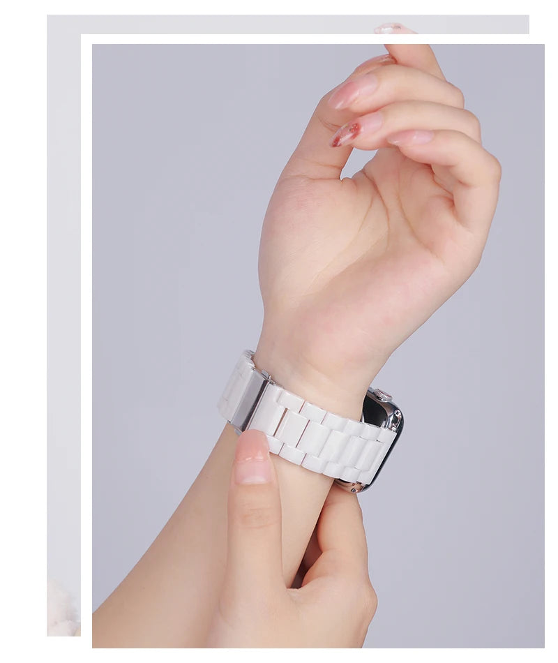Ceramic Strap For Apple Watch Series 12 11 10 46mm 42mm Band For iWatch Ultra 4/3/2/1 49mm 9 8 SE3 Band 41mm 45mm 40mm 44mm 38mm