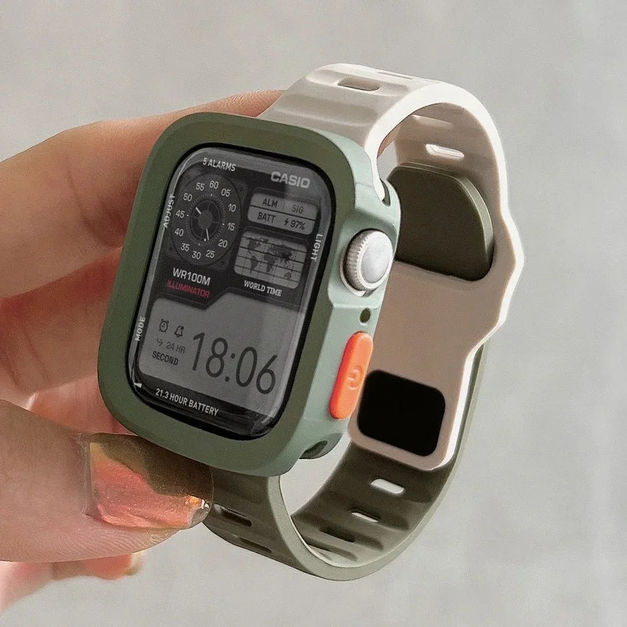 Silicone Case+Strap for Apple Watch Ultra3 49mm Series 11/10 42mm 38 44mm 40mm 45mm 41mm Bracelet Cover for iWatch Series 8 9 7