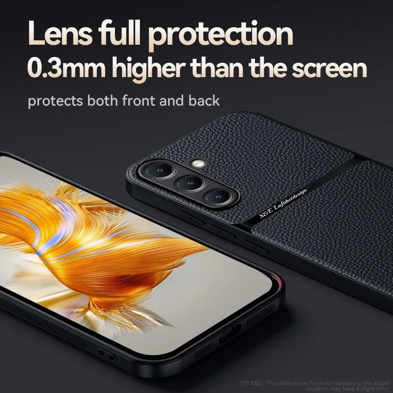 Back Leather Case Cover for Samsung Galaxy S25 S24 S23 Ultra Plus S25FE S24FE Car Holder Magnetic Leather Case Cellphone Coques