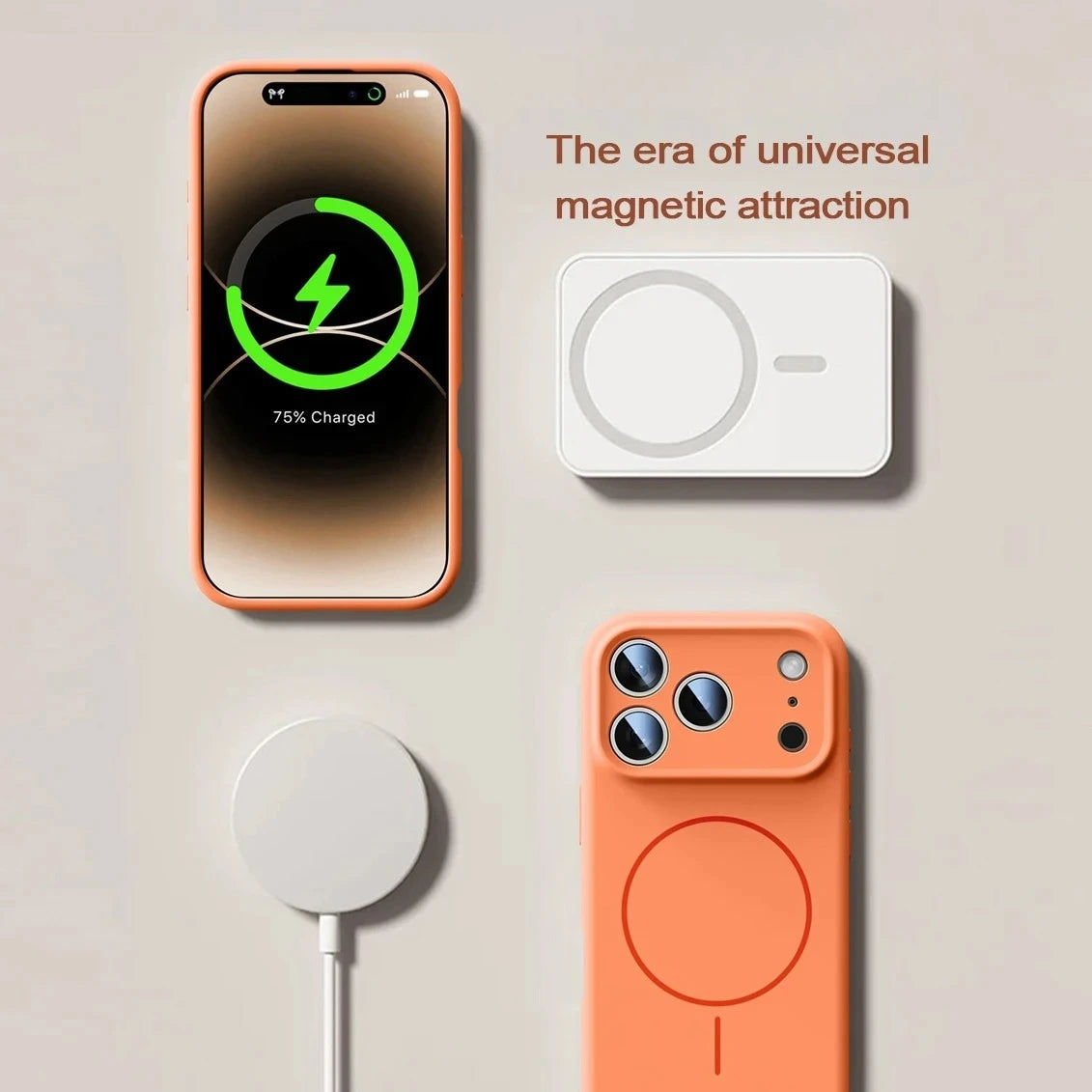 Orange Liquid Silicone for Magsafe Case for iPhone 17 Pro Max 17 Air Soft Magnetic Charing Cover for iPhone 13 14 15 16 Pro Max