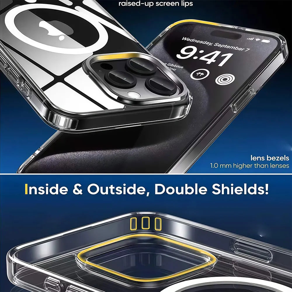 Transparent Case For iPhone 17 16 15 14 13 12 11 Pro Xs Max 16e Air Mini 7 8 Plus X XR SE 2020 2022 Magnetic Shockproof Cover