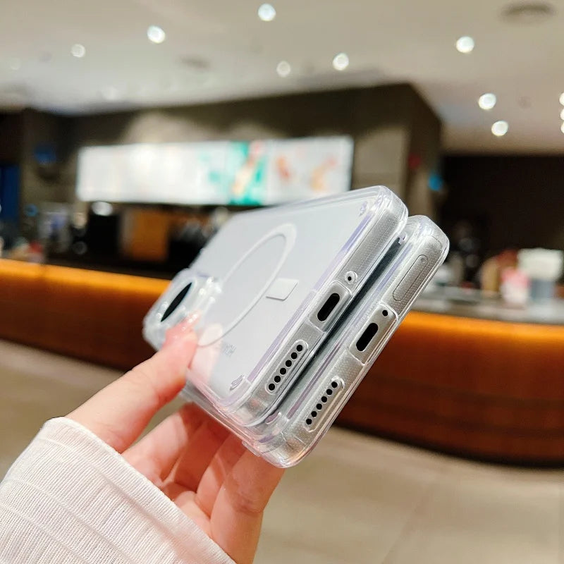 Transparent Magnetic For Magsafe Case For Samsung A14 A15 A16 A23 A25 A34 A35 A52 S26 S25 S24 S23 S22 S21 S20FE Plus Ultra Cover