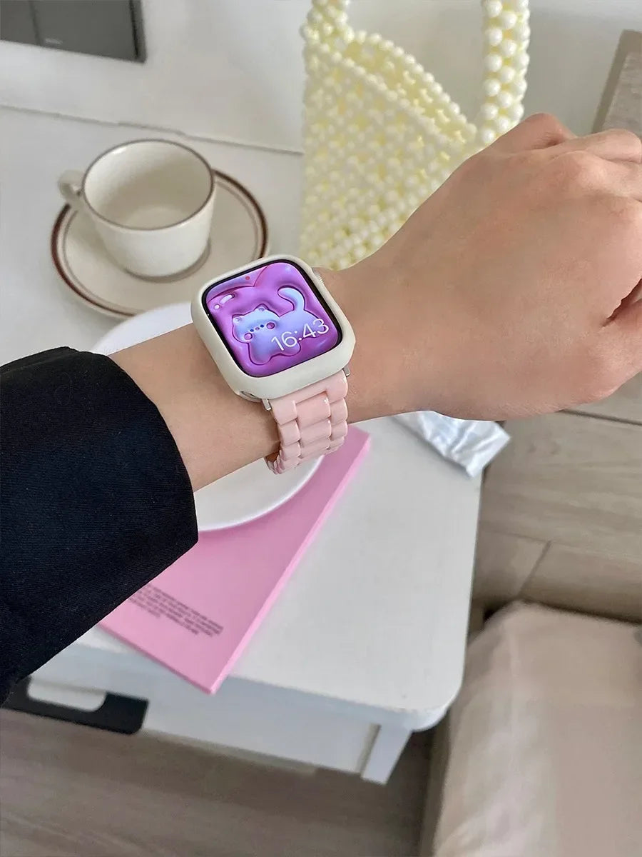 Watch strap+Case+glass For apple watch band 44mm 40mm 38/42mm Candy bracelet iwatch ultra2 49mm serie 9 8 7 6 5 4 3 Se 41mm/45mm