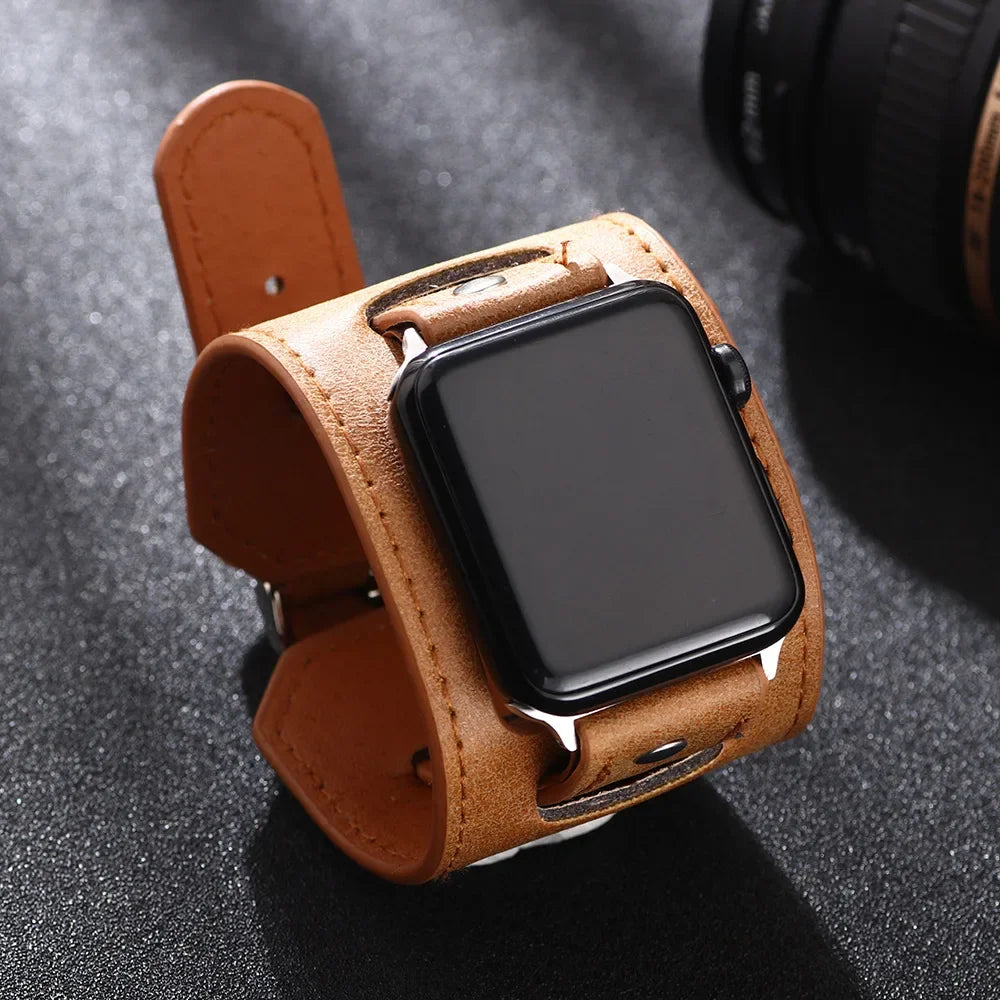 Leather bracelet for apple Watch band 46mm 42mm 44mm 40mm 41mm 45mm ultra 2 49mm watchband iwatch series 10 9 8 7 4 5 6 Se strap