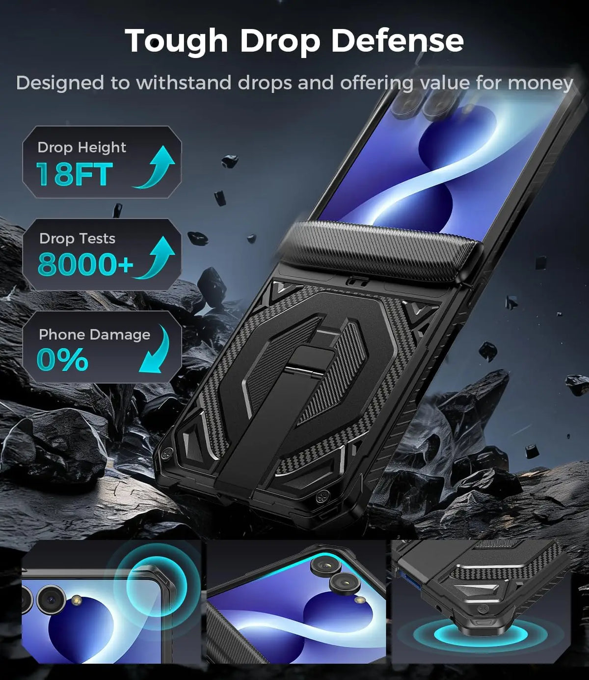 Case For Samsung Galaxy Z Flip 8 Z Flip 7 Magnetic Stand Hinge Protection Military-Grade Protection Rugged Shockproof Phone Case