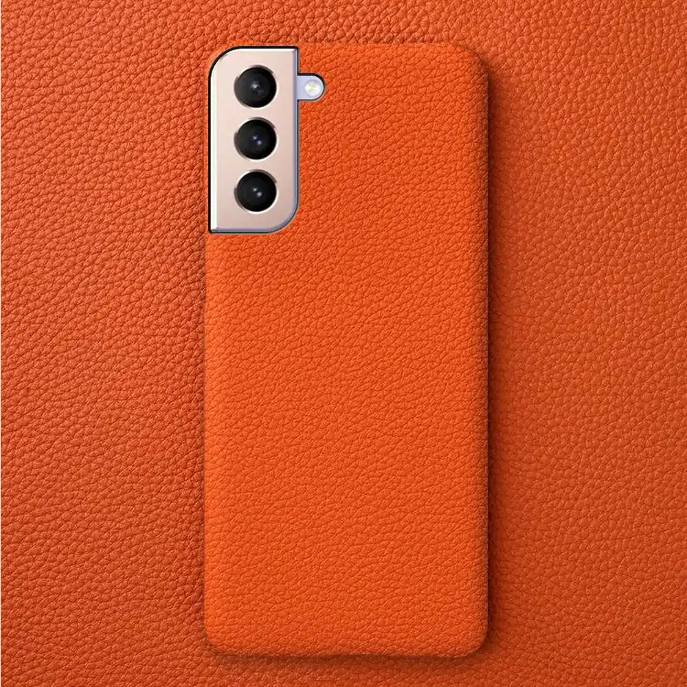 For SAMSUNG S21 CASE Litchi Texture Genuine Leather Cases S20FE S21Ultra S22 Plus phone Cover Coque Protective Shell