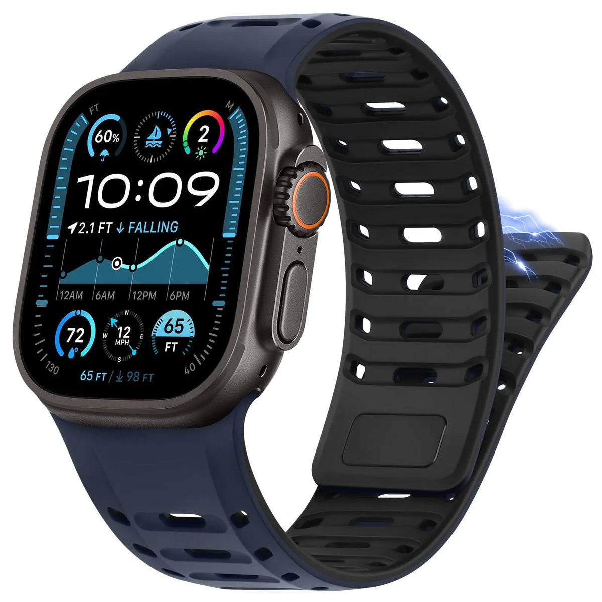 Magnetic Silicone Strap For Apple Watch Bands 45mm 44mm 42mm 46mm 49mm Bracelet correa IWatch Series 10 SE 9 8 7 6 Ultra 2 3 11