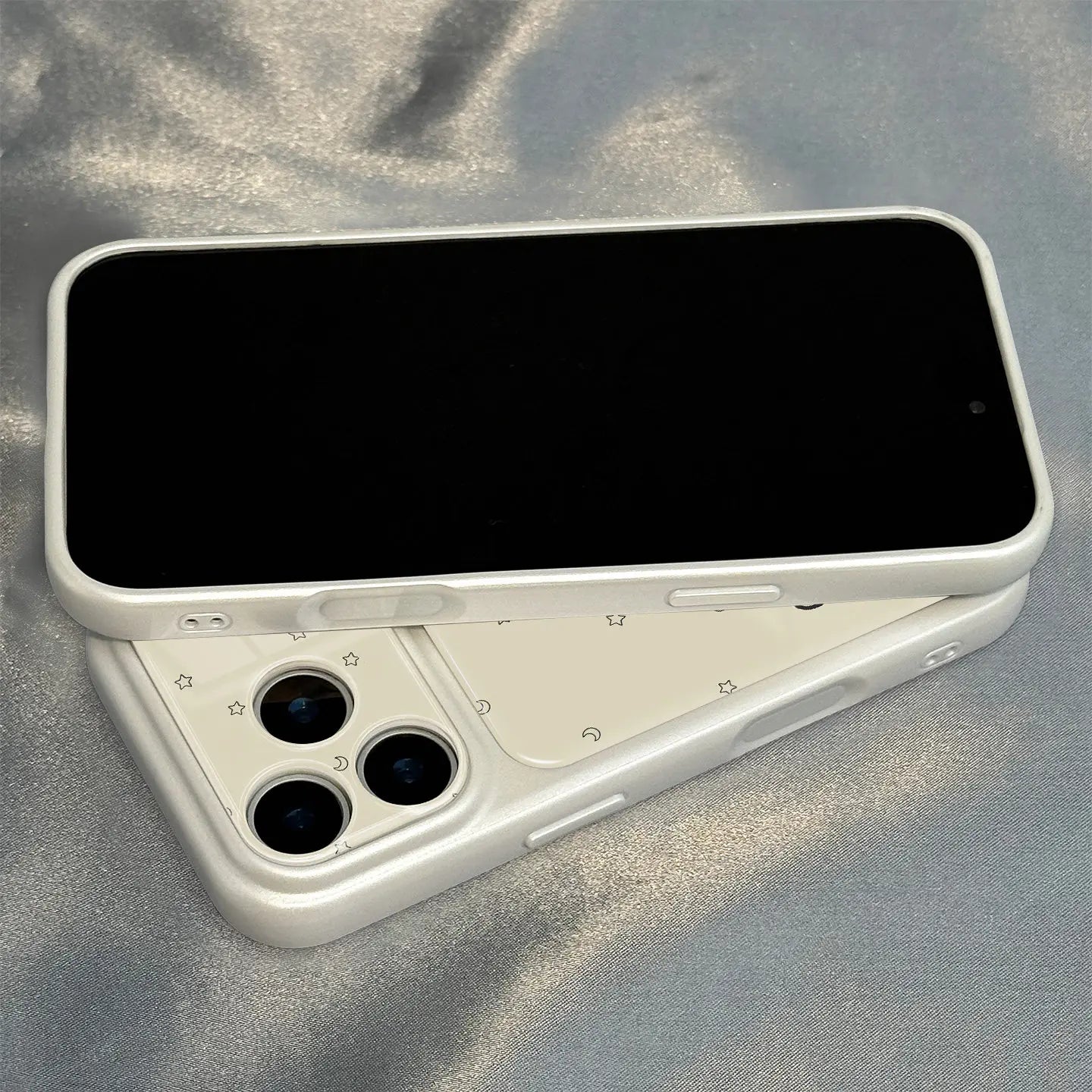 Line Bear Stars Phone Case For iPhone 17 12 Pro 14 16 Pro Max 13 Pro 15 Pro Max PC TPU 2In1 Matte Lens Protect Shockproof Cover