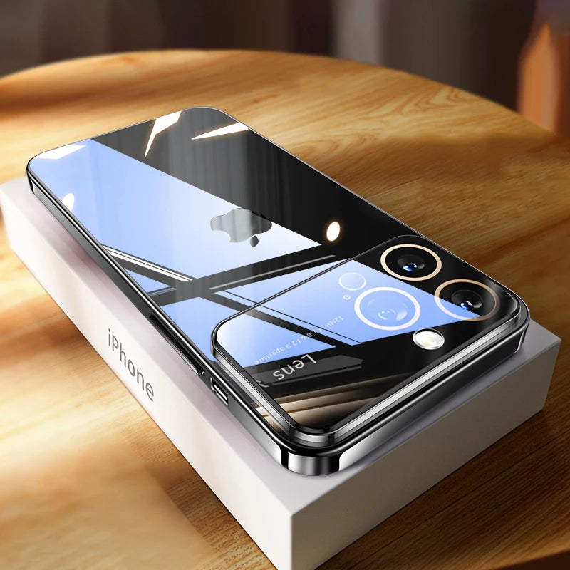 Luxury Plating Clear Hard PC Glass Lens Camera Protection Case For iPhone 17 Pro Max 16 15 13 11 12 14 Transparent Bumper Cover