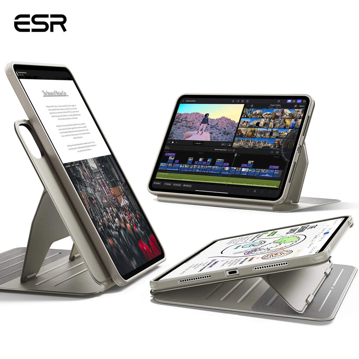 ESR for iPad Pro 11/13(M5/M4) Removable Magnetic Case Adjustable Angle Cover for iPad 11(A16)& Air 11/13(2026/2025/2024)