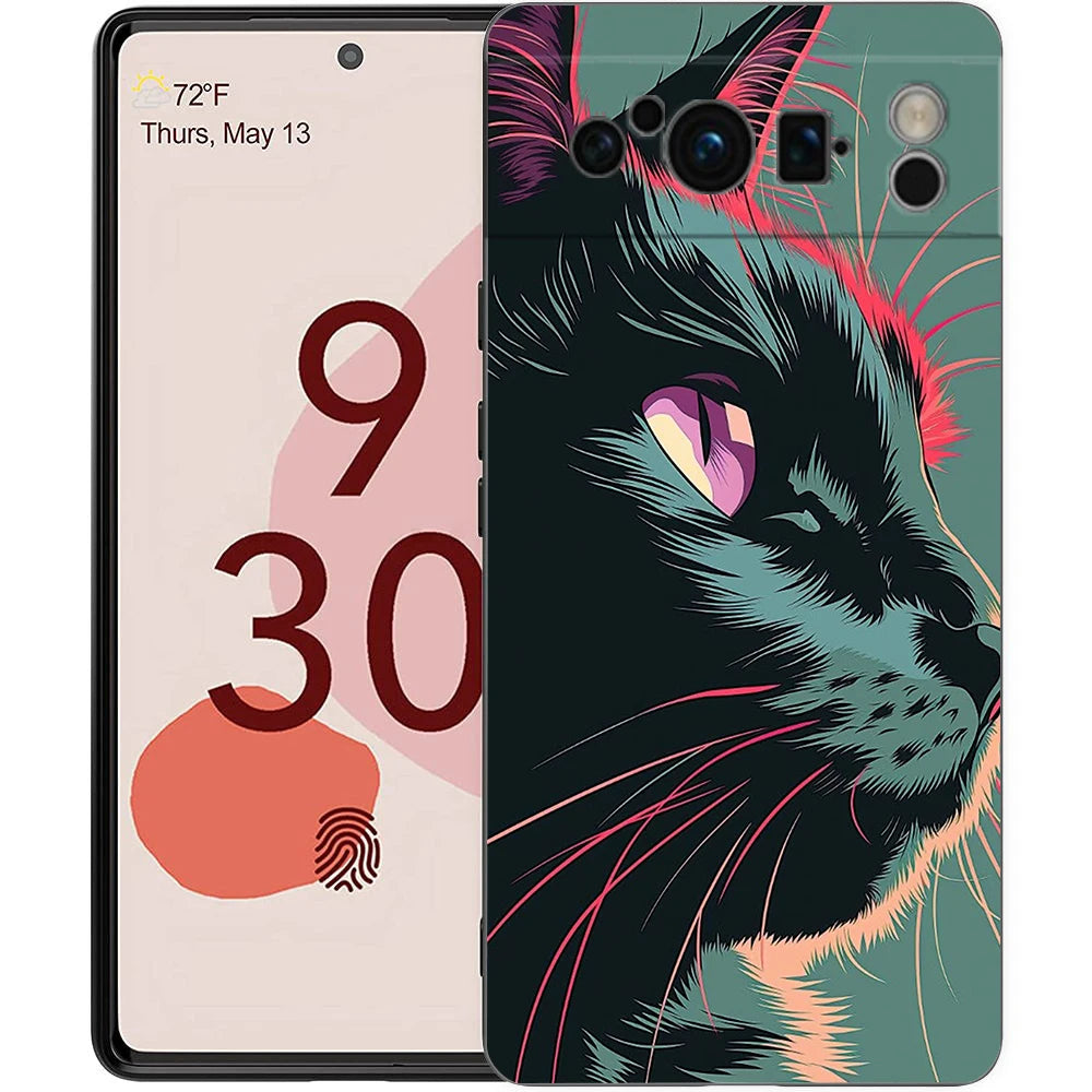 For Google Pixel 10 Pro Phone Case Pixel 9 Pro XL TPU Case Pixel 8 Pro 9A 8A 7A 7 6A 6 Pro Soft Cover Cute Cartoon Cat