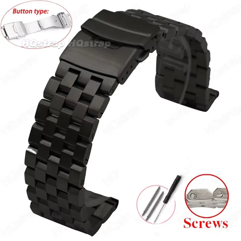Full Solid Stainless Steel Strap 18mm 20mm 22mm 24mm 26 High Quality Watch Band Flat Interface Wristband with Tool  Accessories