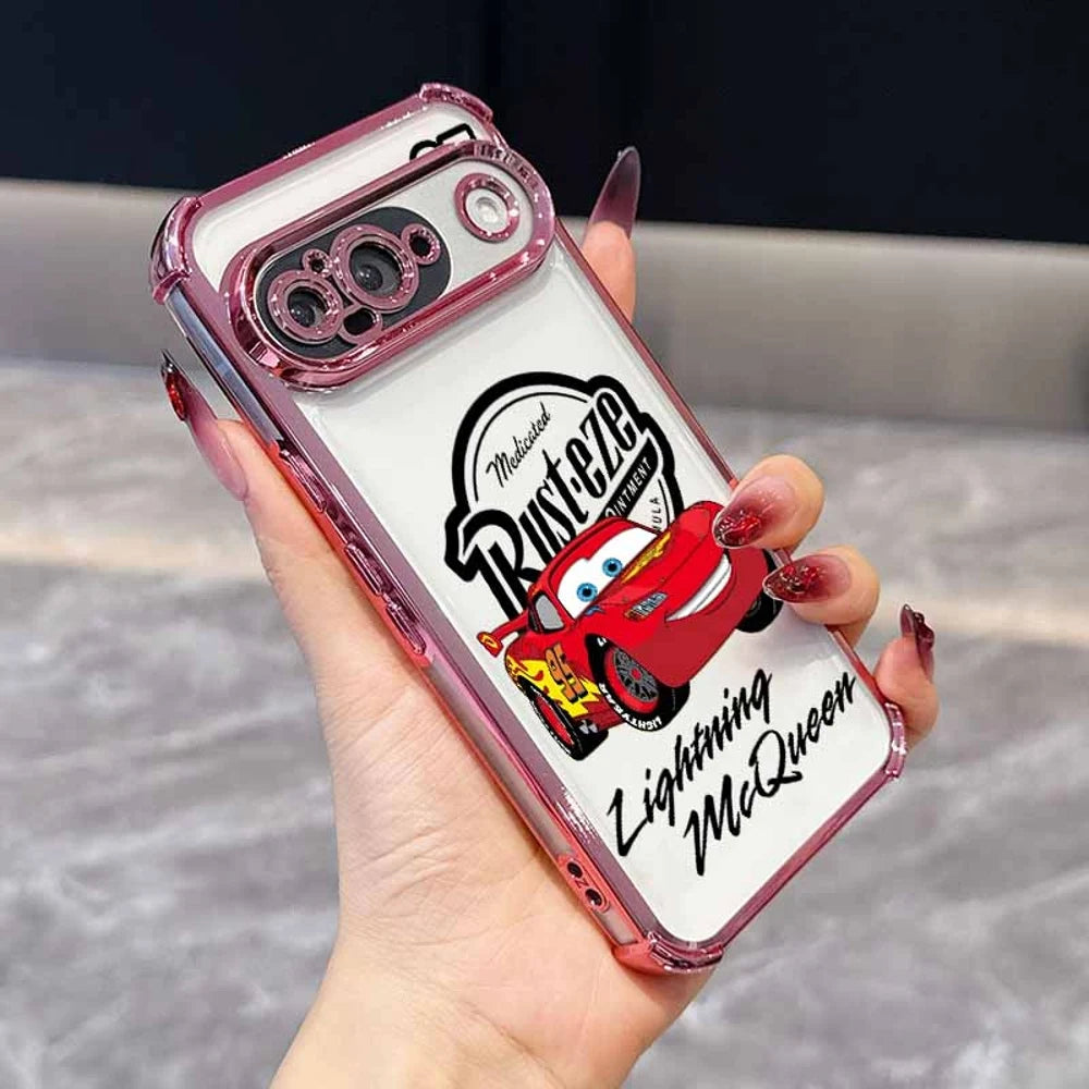 Cars Lightning McQueen Phone Case For Google Pixel 10A 9A 9 8A 8 7A 7 Pro XL Plating Drop-proof Transparent Soft Cover