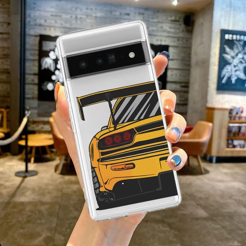 For Google Pixel 10 Pro 10A Phone Case Pixel 9 Pro XL Pixel 8 Pro 9A 8A 7A 7 6A 6 Pro Soft TPU Cover Japan JDM Sports Cars Comic