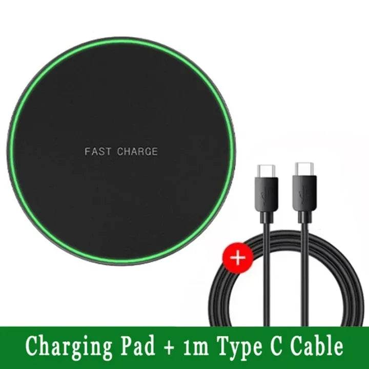 Ultra-Thin Fast Wireless Charger Pad for Samsung Galaxy S24 S23 S22 iPhone 15 14 13 Pro Max Wireless Induction Charging Station