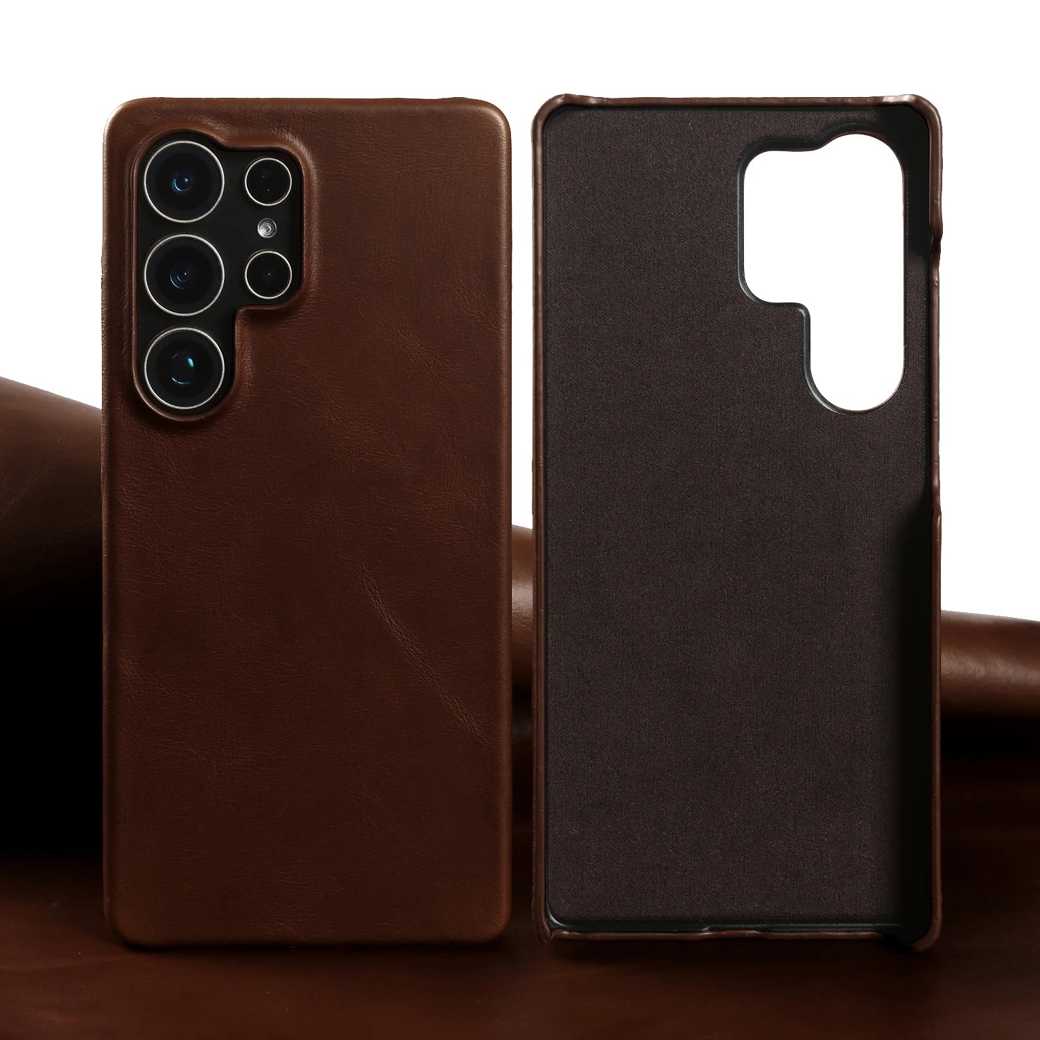 Vintage Business Genuine Leather Phone Case For Samsung Galaxy S26 S25 Ultra S24FE S23 S22 S21 Plus S20 FE Back Cover Coque Capa