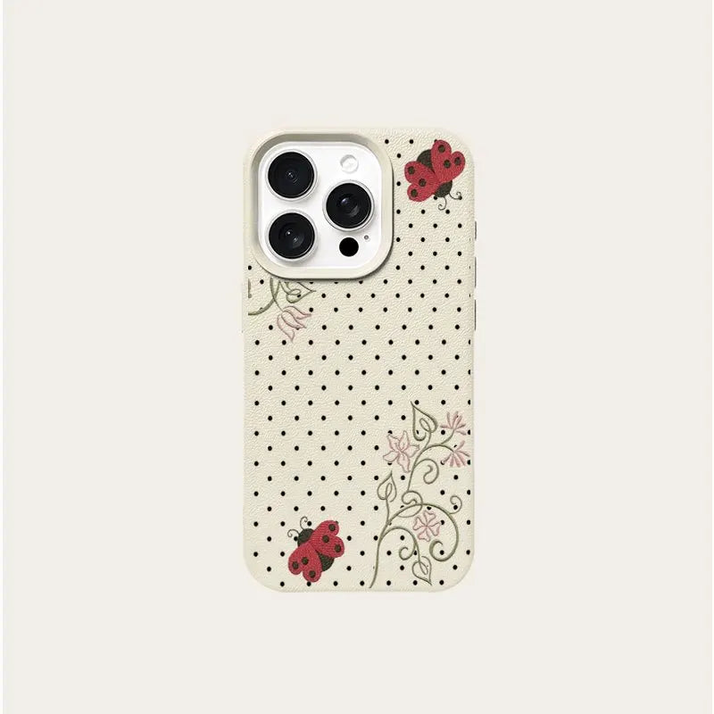 Polka Dot Flower Ladybug Pattern Phone Case for Samsung S26 S25 S24 S23 S22 S21 S20 Note20 Ultra Plus A73 A55 5G Silicone Cover