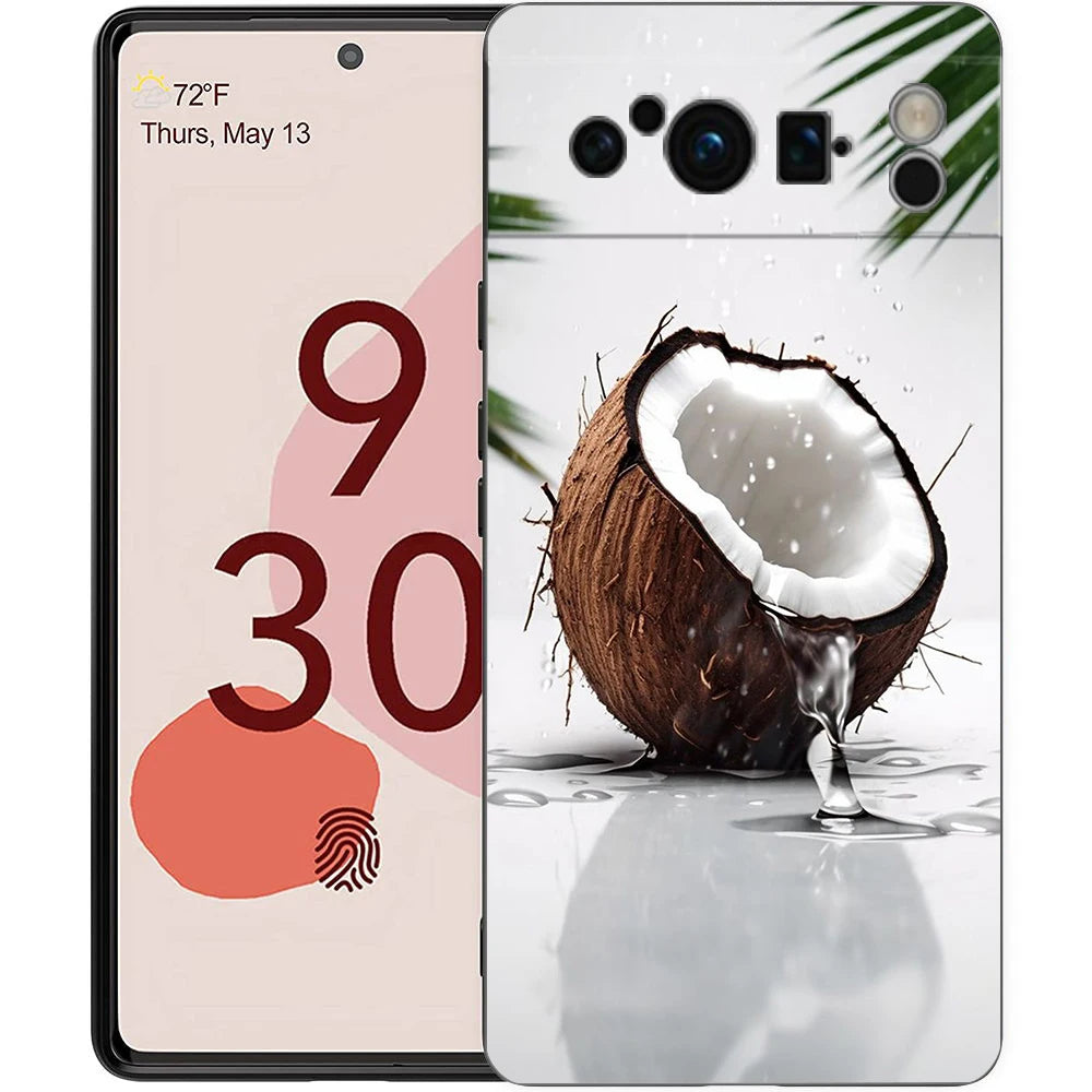 Summer Coconut Phone Case For Google Pixel 10A 10 9 8 7 6 Pro XL 9A 8A 6A 7A 5G Soft Shockproof TPU Black Cover