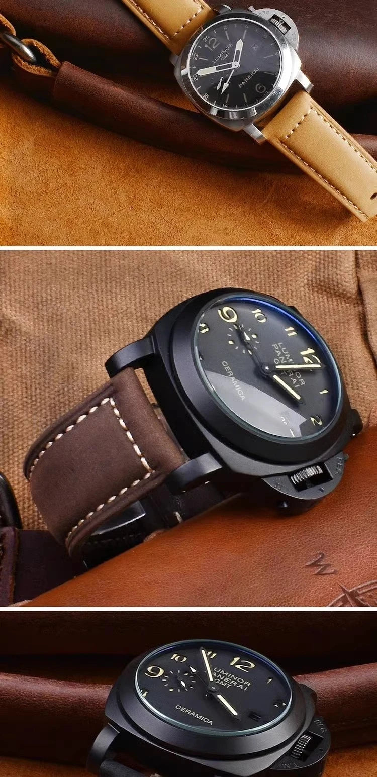 For Panerai Fossil SEIKO TISSOT Watchband Genuine Leather Bracelet male Frosted cowhide Strap Watch band 22 24mm 26m Accessories