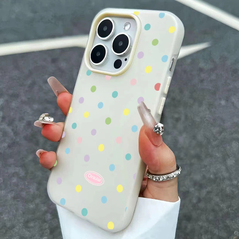 Luxury Colorful Dots Jelly Color Phone Case For iPhone 17 Air 11 12 13 14 15 16 17 Pro Max Plus Shockproof Bumper Cases Cover
