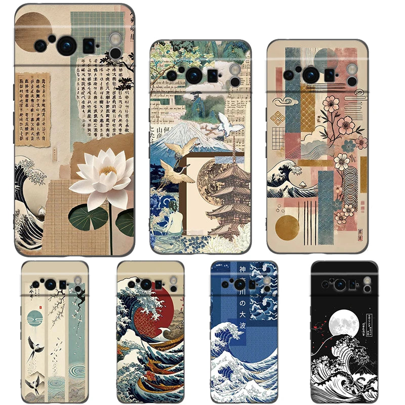 For Google Pixel 10 Pro Phone Case Pixel 9 Pro XL TPU Case Pixel 8 Pro 9A 8A 7A 7 6A 6 Pro Cover Japan Osaka Kanagawa Label