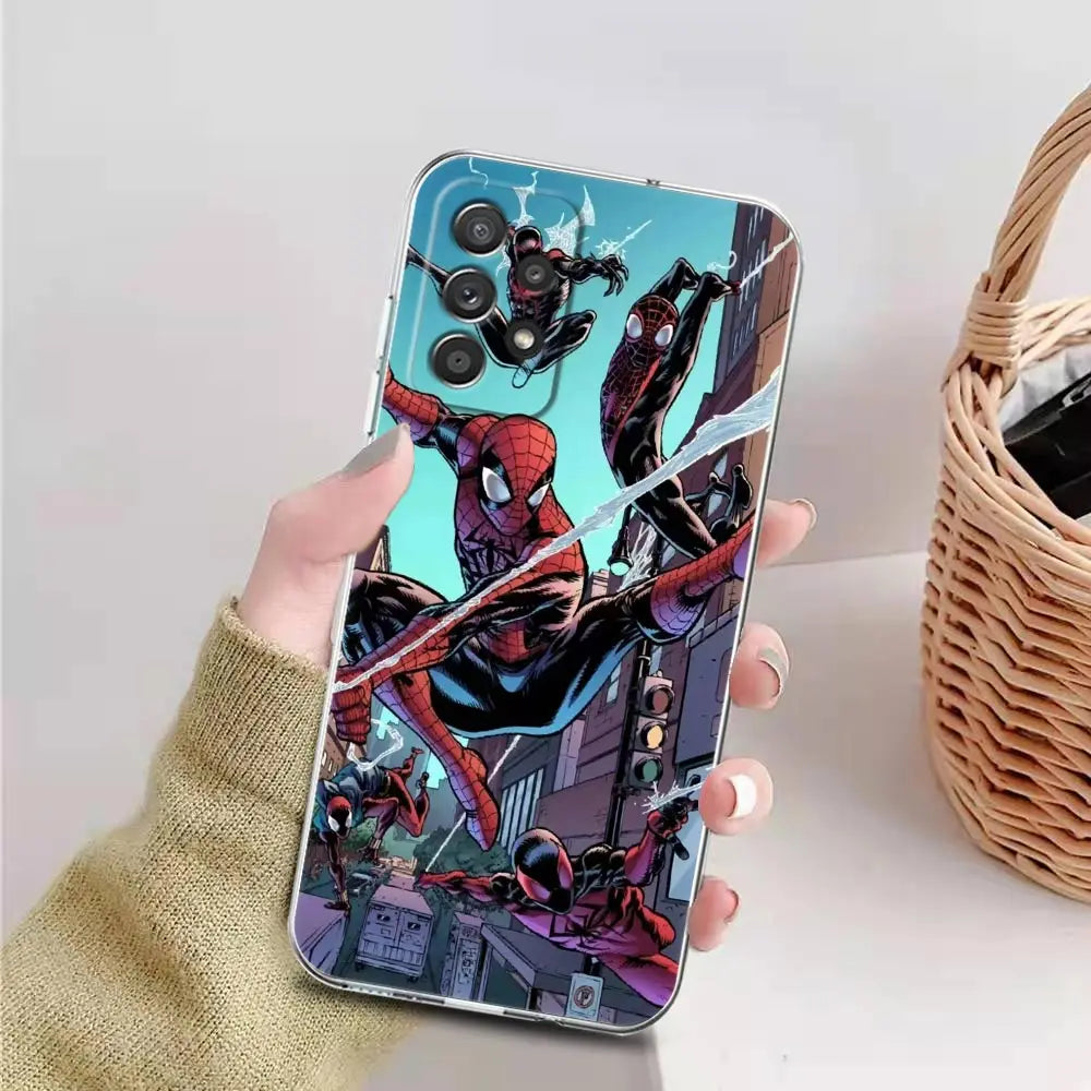 Spider Man Case For Samsung Galaxy A57 A37 A17 A07 A56 A36 A26 A16 A06 A55 A35 A25 A15 A54 A34 A73 Spiderman Clear Phone Cover
