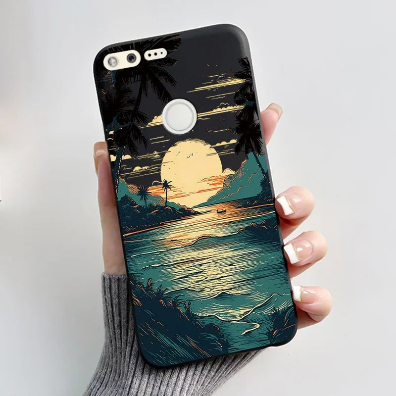 For Google Pixel 1 Soft Silicone Black Case For Google Pixel 1XL Elegant Style New Design Pattern Snow Mountain Casing