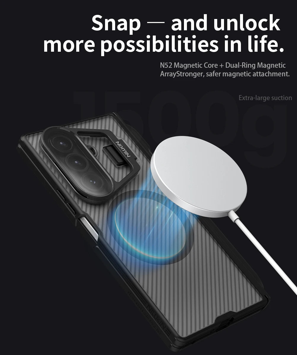 For Samsung Galaxy Z Fold 7 5G Nillkin Magnetic Case with Customs S-Pen Camshield Prop Transparency Camera Stand Cover Case