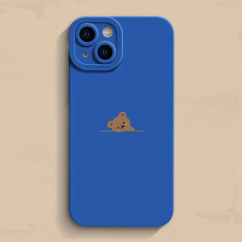 Cute Pocket Little Bear Print Design Phone Case for Samsung Galaxy S20 S21 S22 S23 S25 S24 FE Ultra Plus A55 A15 A35 A54 Cover