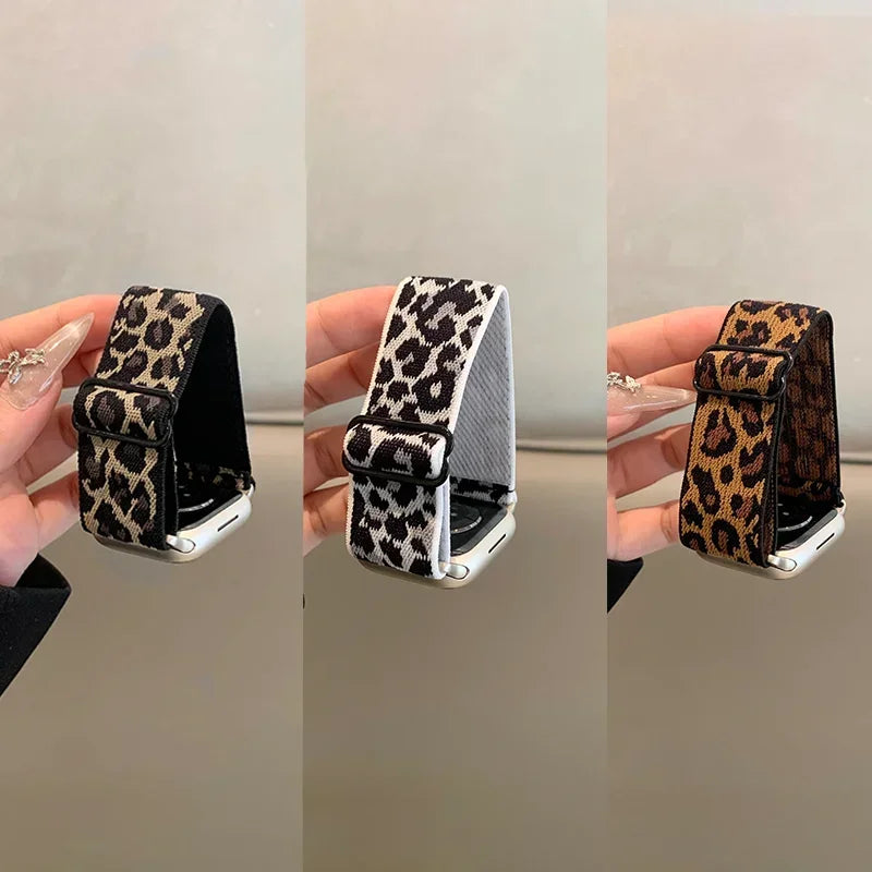 Leopard Band for Apple Watch Series 11 10 9 8 7 6 SE ultra 3 2 bracelet Adjustable Nylon Straps iWatch 44-42MM 46MM-45-49-41mm