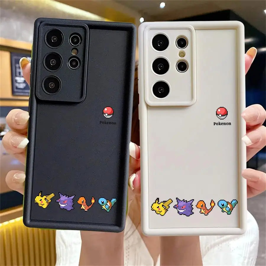 Cute Pixel P-Pokemons Case for Samsung Galaxy S26 Ultra S21 S25 S23 FE S24Ultra S24 Plus S25 Edge S22 S20FE Phone Cover