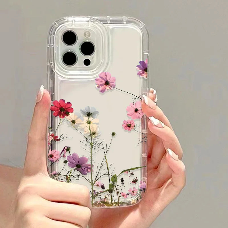 Flower Phone Case For iPhone 17 Case For iPhone 11 13 14 12 15 16 Pro 17 Pro Max 17 Air 16E 8 7 Plus XR SE 3 2 Soft Clear Cover