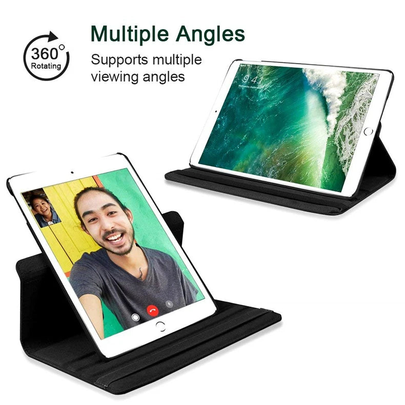 For iPad Pro 12.9 2018 2020 2021 2022 2015/2017 Smart Leather Case 360° Rotation and Sleep Wake Function Protective Shell