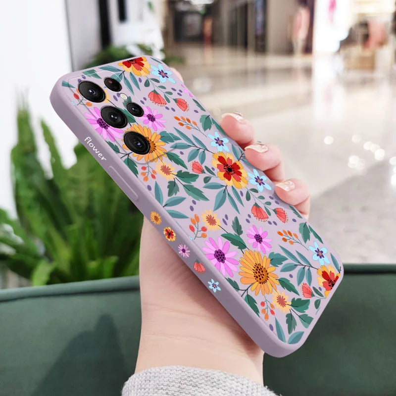 Showy Flowers Phone Case For Samsung Galaxy S25 S24 S23 S22 S21 S20 Ultra Plus FE Note 20 ultra 10 9 Plus Cover