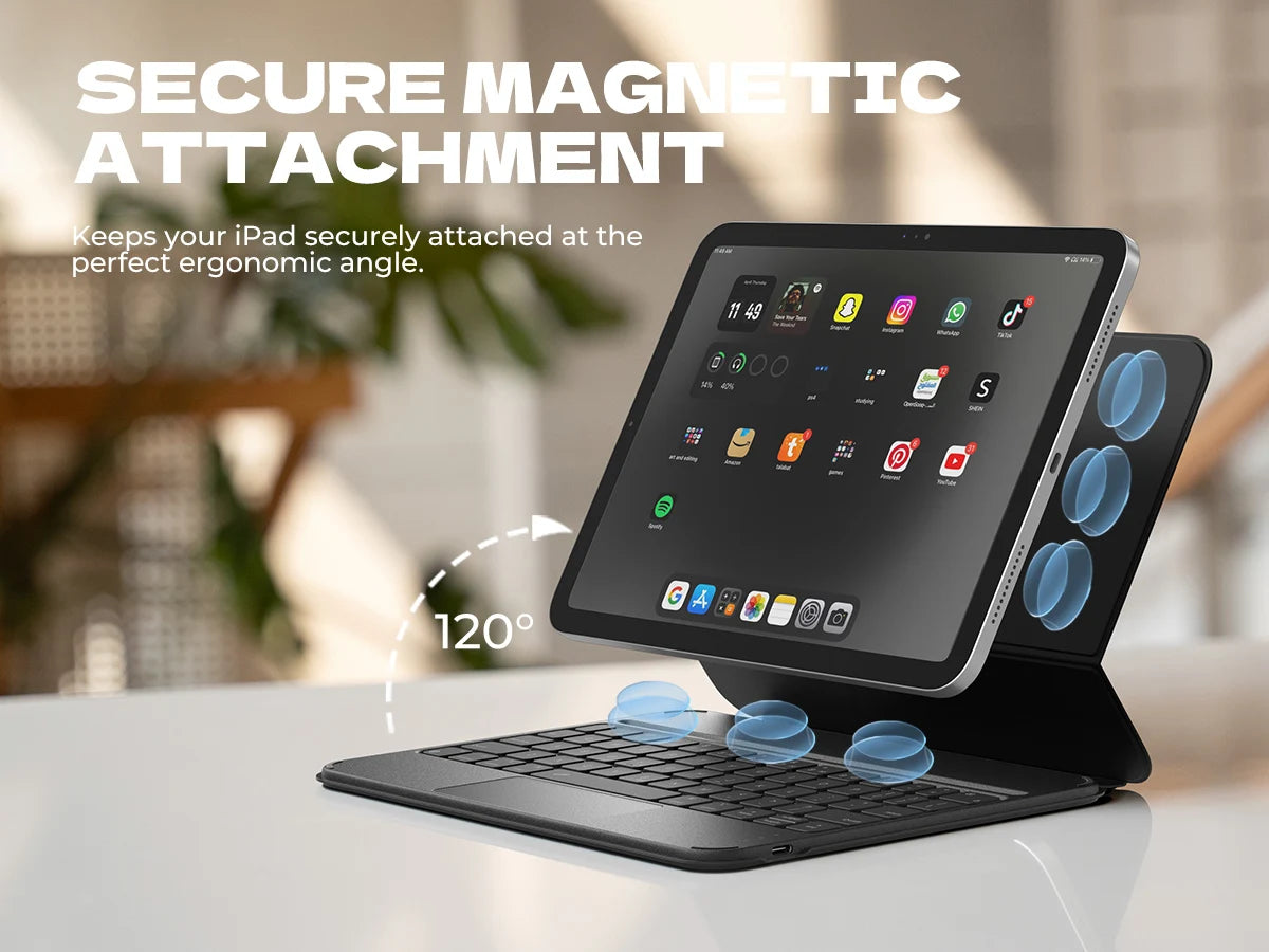 For iPad 11th (A16)/10th Generation Case with Keyboard Ultra-Thin Magnetic Detachable Keyboard Cover MultiTouch Trackpad Backlit