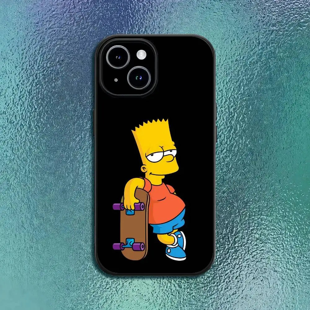 Anime T-The S-Simpsons-s Phone Case For IPhone 17 12 13 14 15 16Pro Max  Plus Classic black soft shell