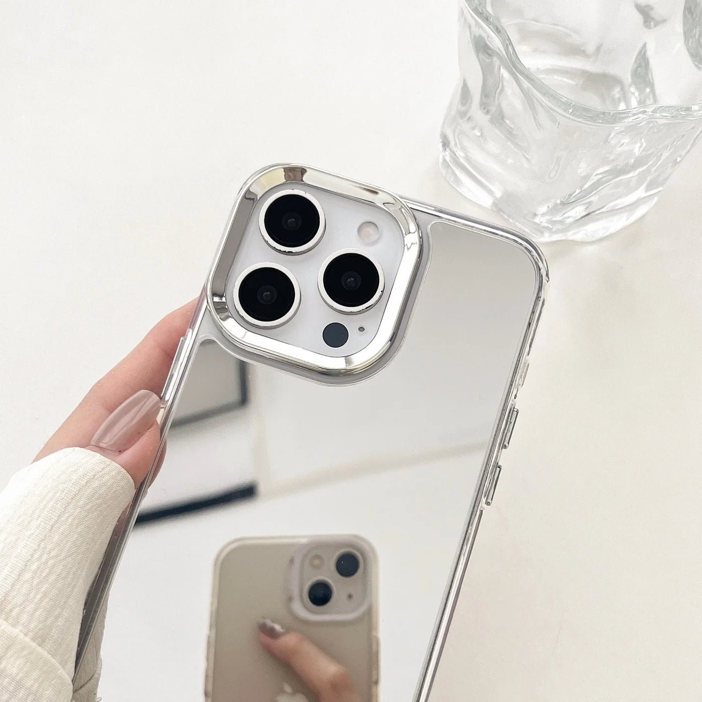 Luxury Plating Make Up Mirror Phone Case For iPhone 17 16 15 14 13 12 11 Pro Max XR X XS Hard Acrylic Shockproof Bumber Cover