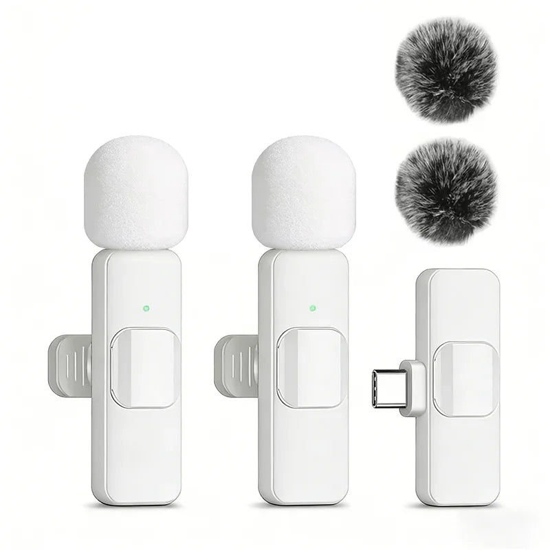 Wireless Lavalier Microphone Mini Lapel Mic with Noise Cancellation for iPhone/Android USB-C Video Podcast Vlog Recording