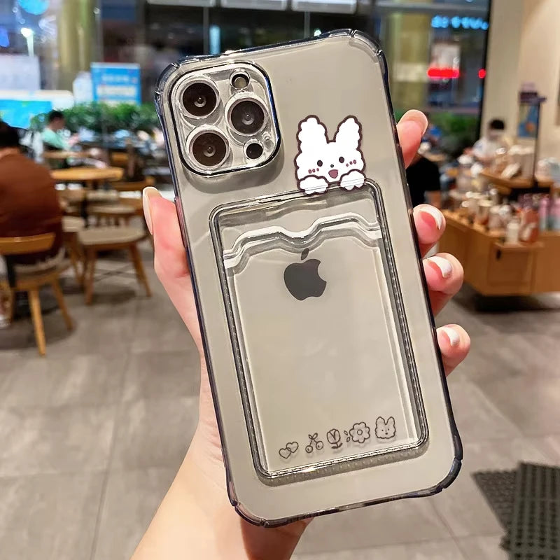 Card Slot Holder Phone Case For iPhone 13 17 15 16 11 12 14 Pro Max 16e Air XR XS X 7 8 Plus SE Soft Photo Pocket Wallet Cover